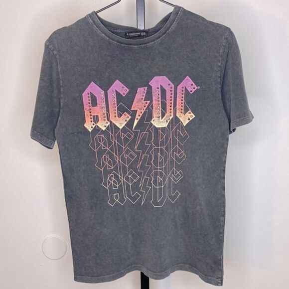 NEW…Charcoal/Pink ACDC t-shirt size XS (extra small) from STRADIVARIUS - Picture 4 of 5